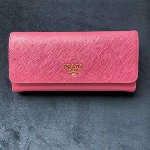 Authentic Pink Prada Saffiano Wallet
